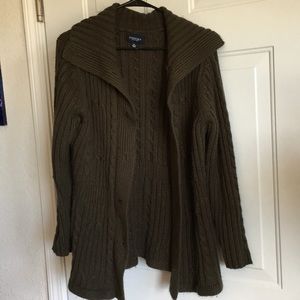 Heavy olive cardigan sweater